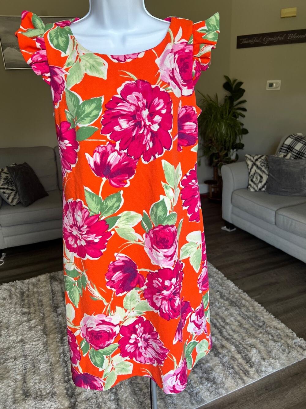 Shelby &‎ Palmer Womens Size 8 Pink Orange Floral Faux Wrap Sheath Dress #789